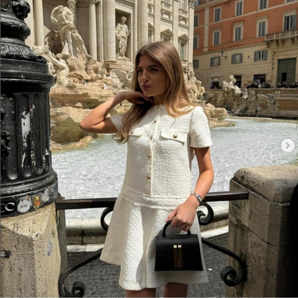 ZARA TEXTURED TWEED MINI DRESS ECRU - Picture 16 of 16